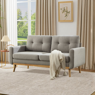 65.4" Wide Upholstered Soft Square Arm Sofa with Solid Wood Legs