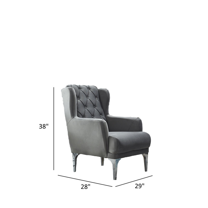 Jadali 4 - Piece Velvet Living Room Set, Silver, Gray