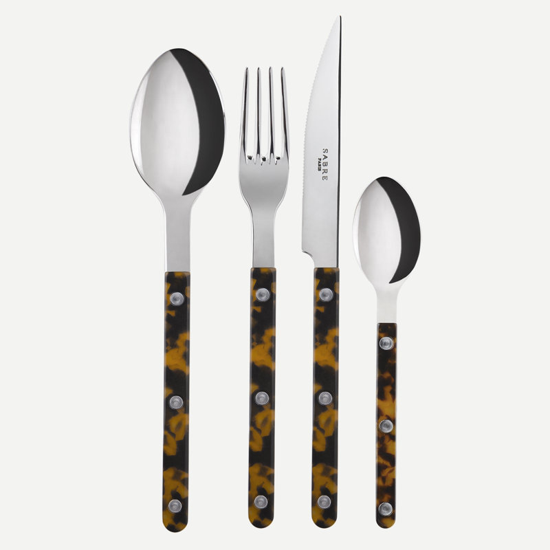 Bistrot Tortoise 4 - Piece Stainless Steel Flatware Set - Service for 1