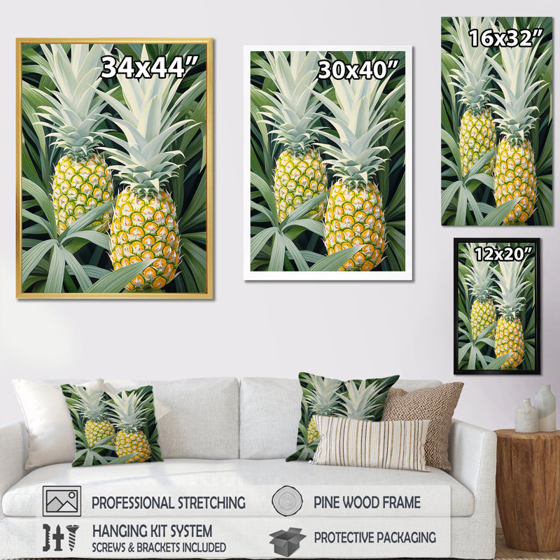 Doux ananas juteux délice IV sur toile, Cadre photo argenté, H 20 po x l 12 po x P 1 po