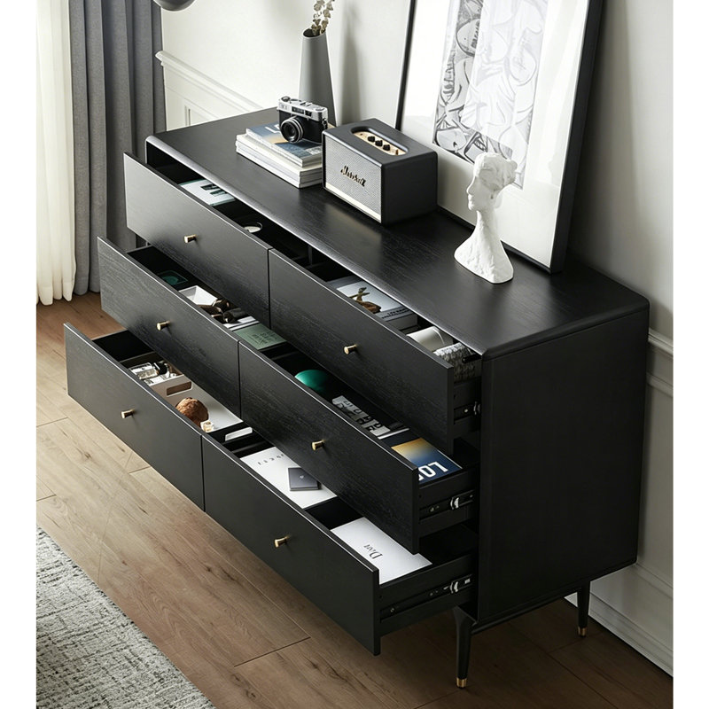 Table buffet simple en laiton antique, Noir