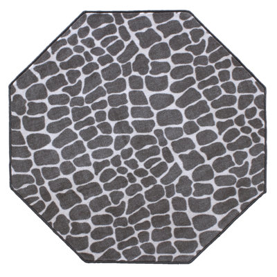 Tapis gris clair à imprimé animalier Chaima