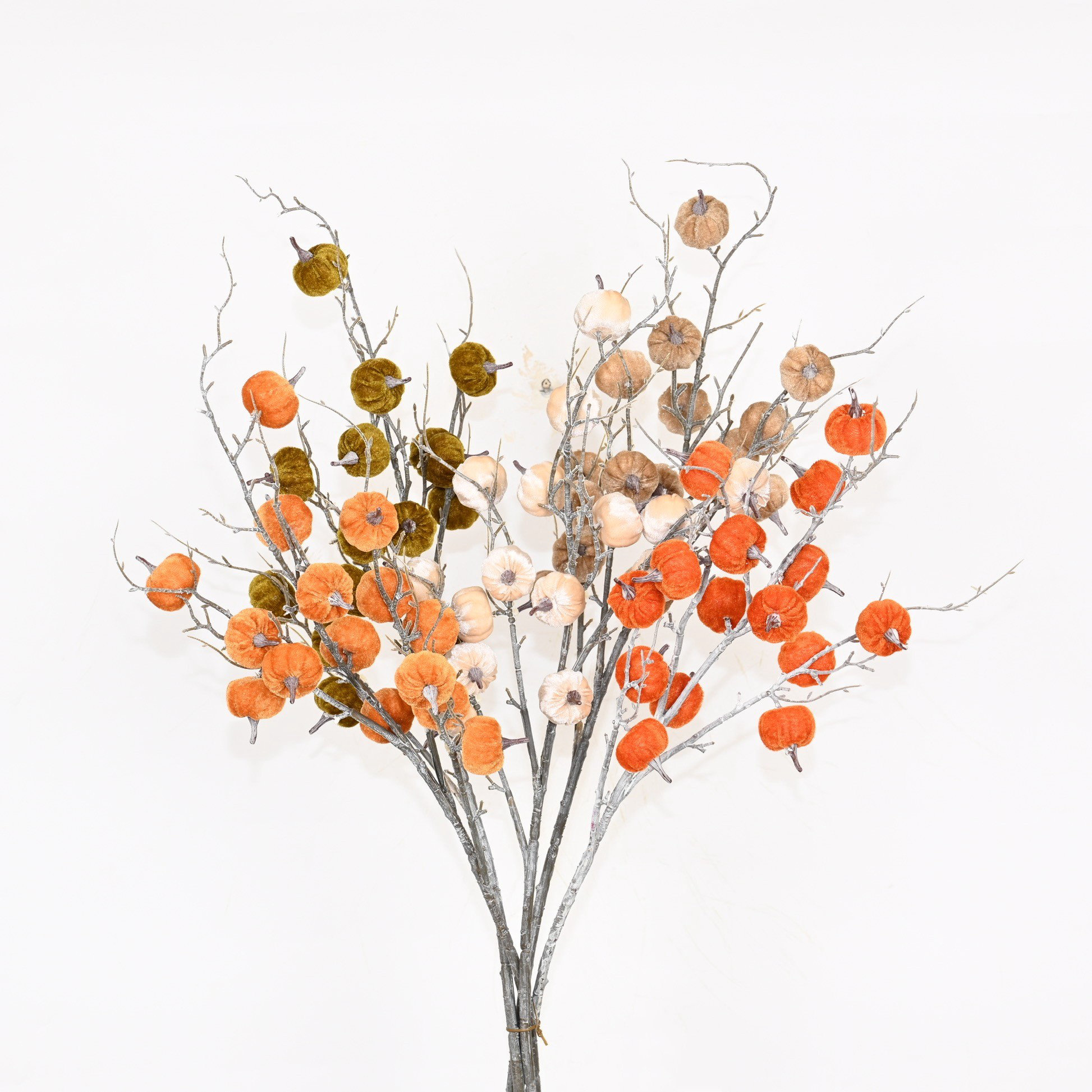 Primrue Artificial Farmhouse Fall Thanksgiving Pumpkin Floral Arrangement For Vase Filler, Faux Flower Branch Twig With Long Stem For Home Wedding Party Dining Table Centerpiece Decor | Wayfair