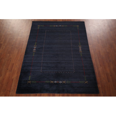 Navy Blue Handmade Gabbeh Oriental Rug 5x7