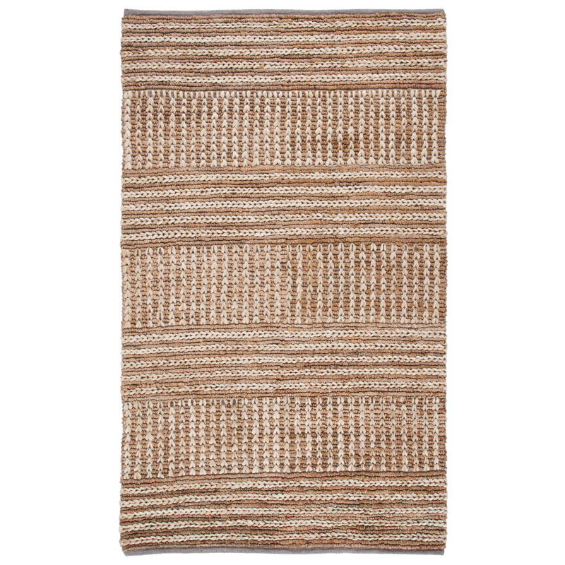 Najla Natural Fiber Hand Woven Jute Striped Rug, Rectangle 9' x 12'