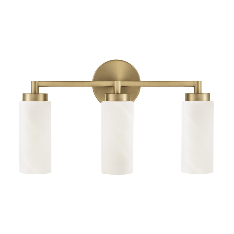 Alyssa Aged Brass 3-Light Vanity with Faux Alabaster Glass