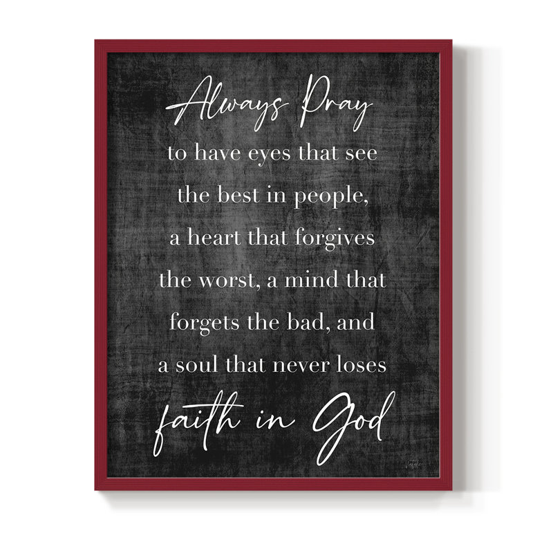 Faith in God, reproduction encadrée - bois massif, H 11 po x l 9 po, Rouge