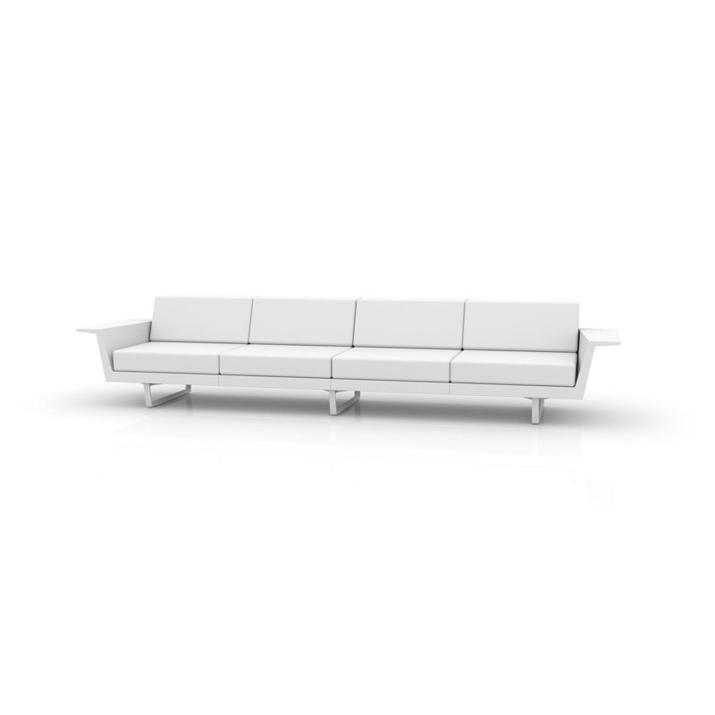Canapé 4 places l 140,25 po Delta, Polyester blanc, Blanc pur