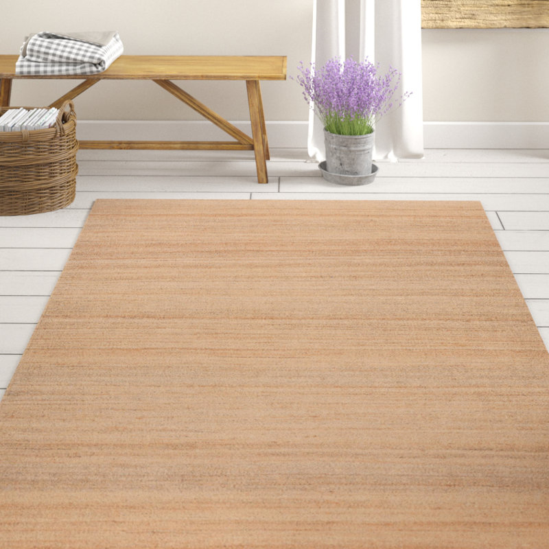 Tapis brun handwoven à tissage plat Evalyn, Rectangle 5 pi x 7 pi 6 po