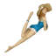 Figurine de fille de plage en résine peinte à la main côtière avec maillot de bain bleu Aegean, 13 pouces de large