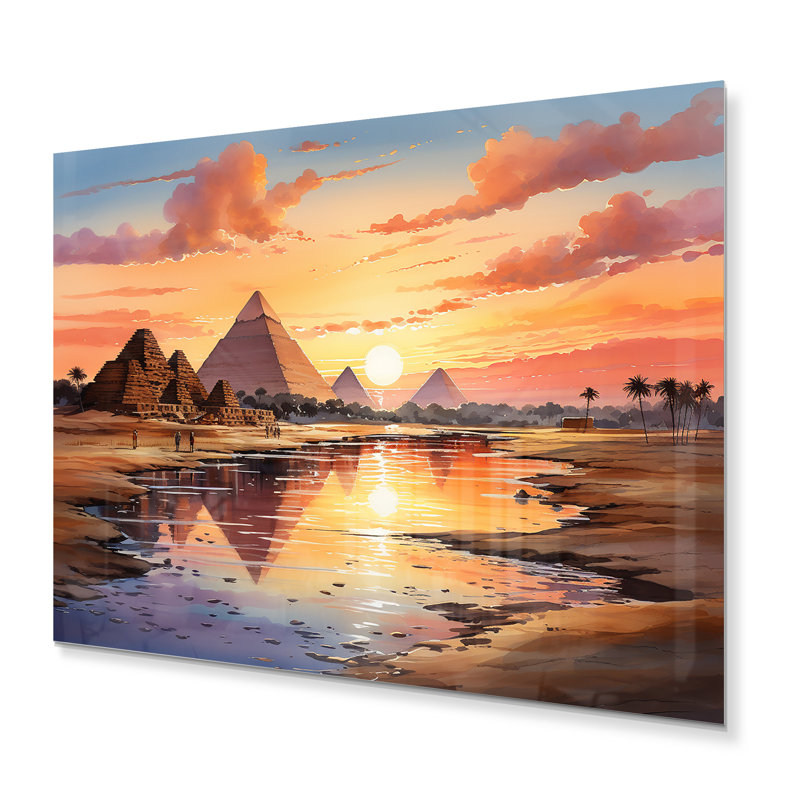 Pyramide égyptienne des merveilles antiques I - impression sans cadre sur métal, H 16 po x l 32 po x P 1 po