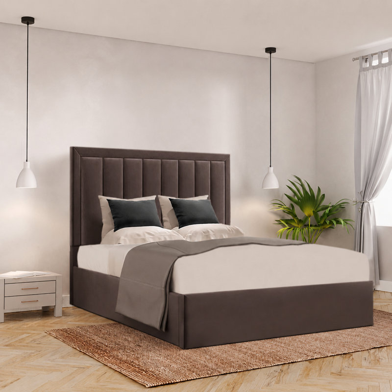 Brantlie Upholstered Ottoman Storage Bed, Single (3'), Mole