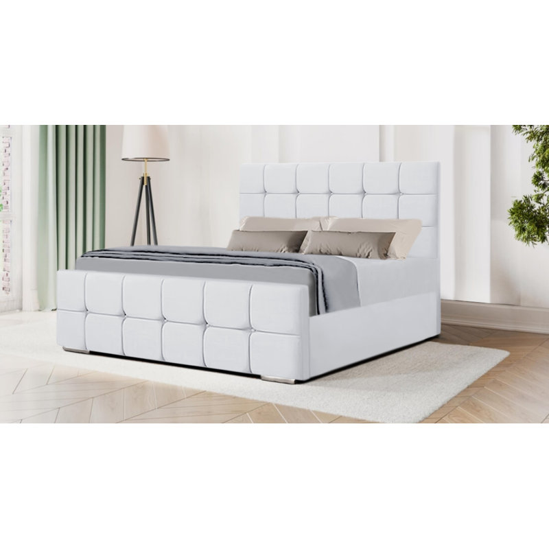 Ciandra Upholstered Bed, Double, White
