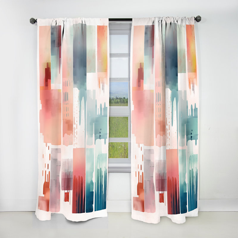 Gabrie - Expressions artistiques orange et bleues IV - Rideau moderne - Velours obscurcissant - 1 panneau, L 52 po x L 63 po
