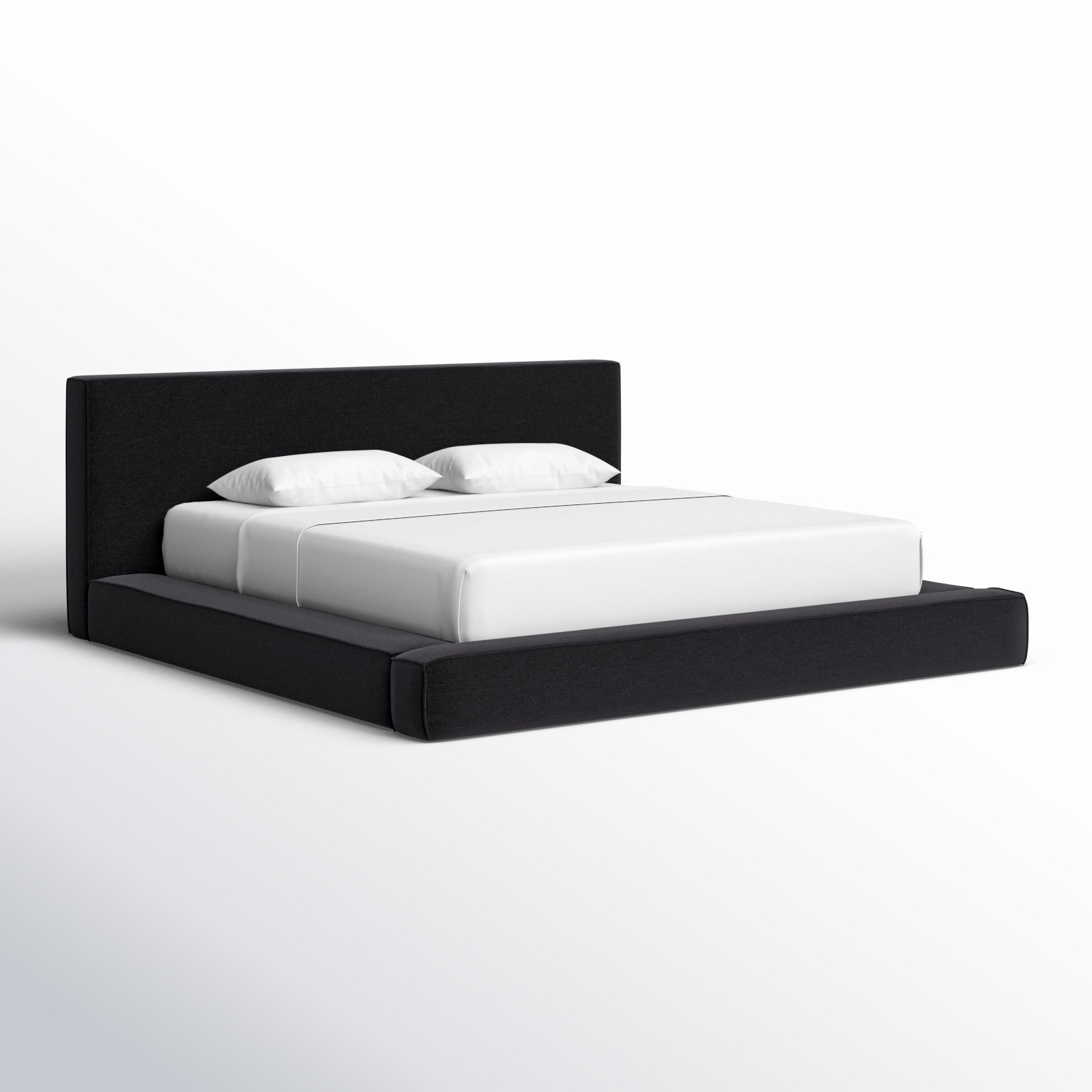 Corda Linen Upholstered Bed, Black, King
