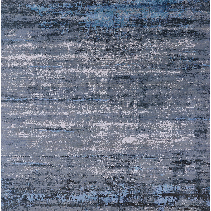 Tapis bleu marine à motif abstrait Breinigsville, Carré 5 pi