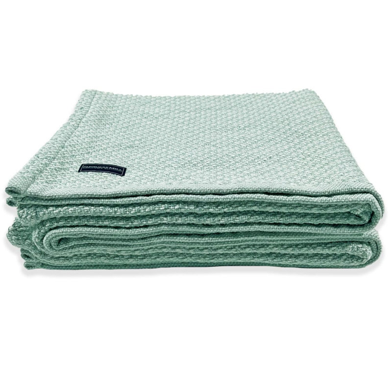 Couverture en coton Coastal Bar Harbor, 72 po x 96 po, Vert