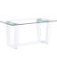 Élégante table de salle à manger en verre avec support blanc, rehaussant la beauté de la base trempée de 0,4 po de votre pièce, créant un espace confortable