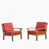 Coussin rouge / structure en teck est en rupture de stock