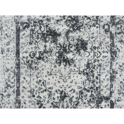 Tapis de couloir gris / argent noué à la main de conception unique 2 pi 7 po x 12 pi nouvel âge Stevana