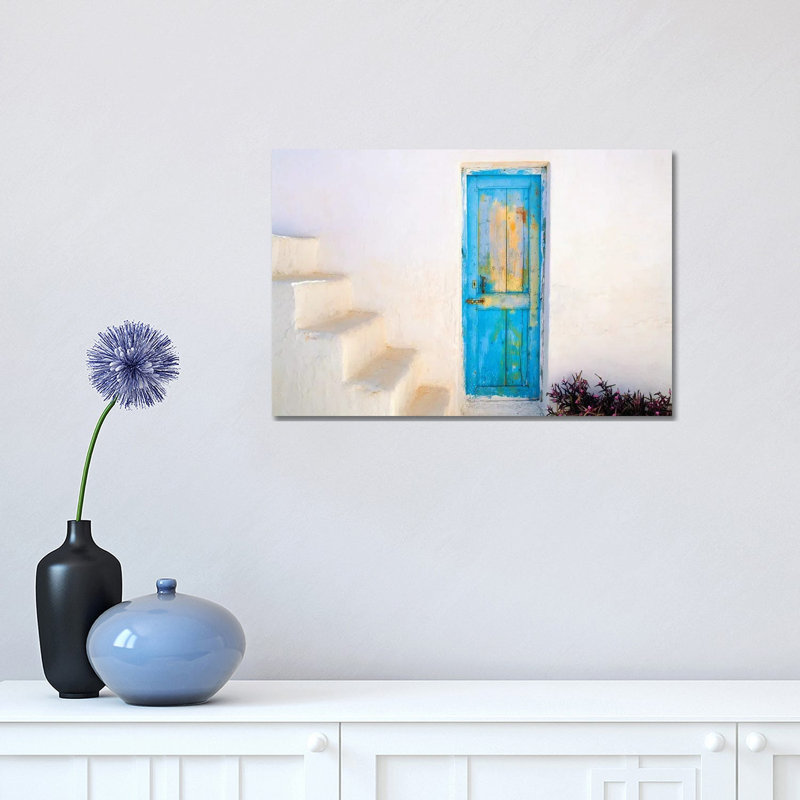 Greece, Nissyros. Weathered Door And Stairway. by Jaynes Gallery - Wrapped Canvas Gallery-Wrapped Canvas Giclée