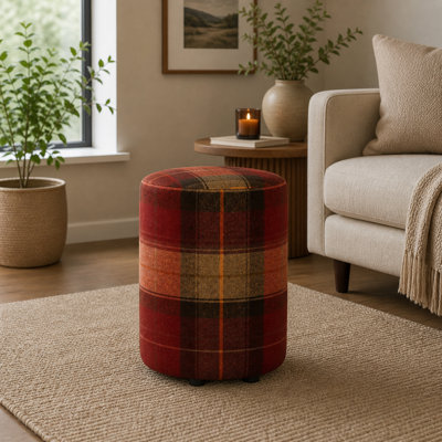 Tartan Fabric Round Stools Tartan 