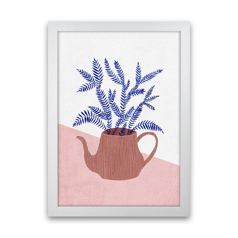 Teapot Planter - Print, 34cm H x 25cm W x 3cm D, White Framed