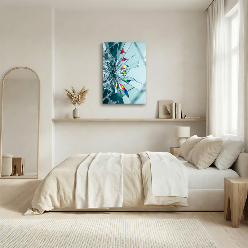 Art mural en verre brisé avec réfraction arc-en-ciel, H 48 po x l 36 po
