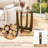 1 PCS 24" Round Side Table Glass End Table with Tempered Glass Top Cross Walnut-767193551-767193548