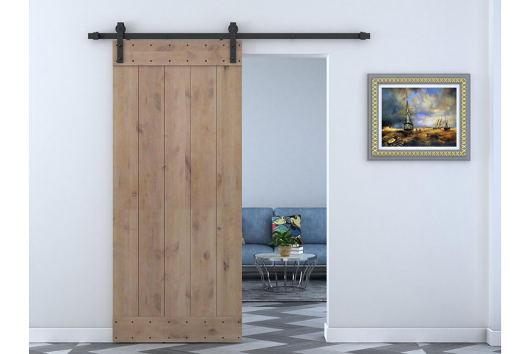 wooden, brown, interior barn door