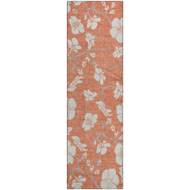 Premium Machine Washable Birchview AMF1032 Floral Rug, Runner 2'3" x 7'6"