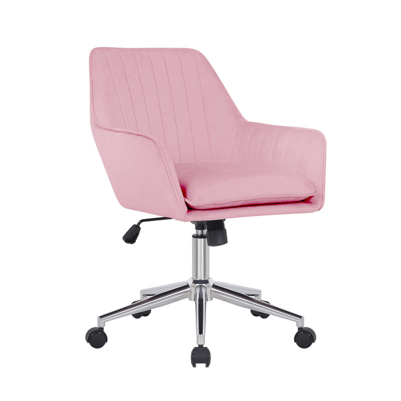 Torrey Velvet Office Chair, Pink, Chrome