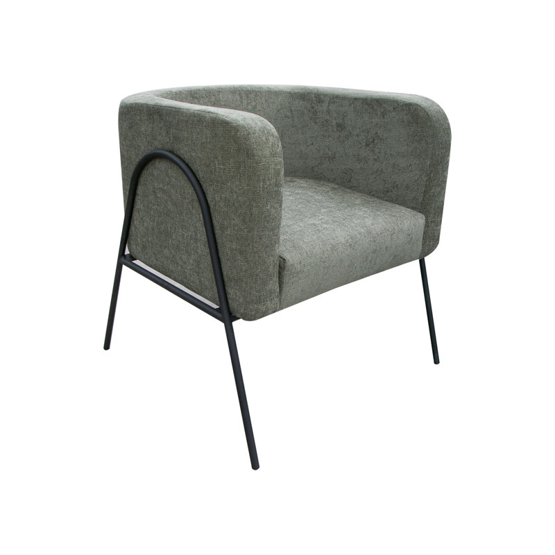 Thurmond Wooden Frame & Metal Base, Armchair, Olive Polyester