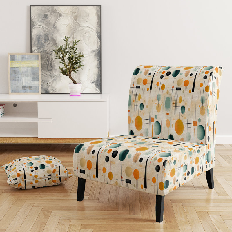 Motif artistique à pois fantaisiste - Chaise d'appoint et fauteuil rembourrés Modern_C, Bleu sarcelle/jaune