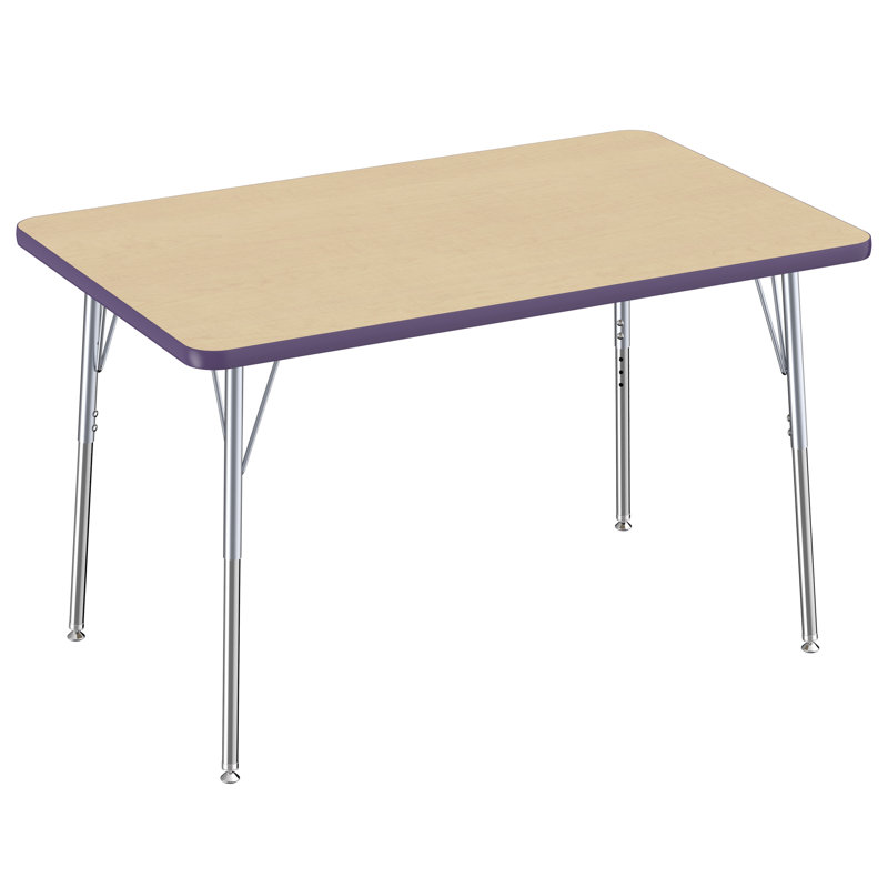 Table rectangulaire d'activité rectangulaire avec pieds réglables, Gris / écume de mer, Roulement pivotant standard