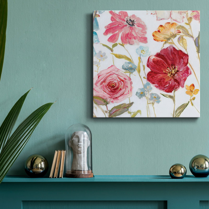 Wildflower Whimsy I - Reproduction d'art sur toile tendue, H 10 po x l 10 po x P 1,5 po