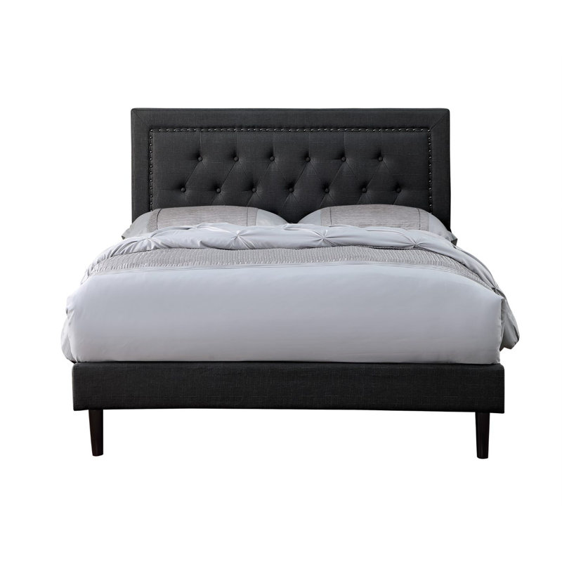 Cianciolo Upholstered Wingback Bed, Full, Black