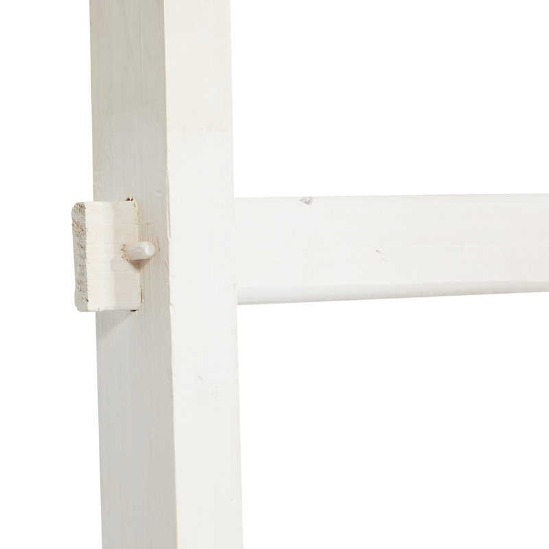 Modern Rustic Wood 73" Blanket Ladder with White Accents