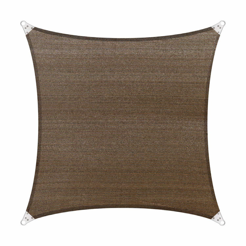 Brown Reinforced Square HDPE Patio Shade Sail with Stainless Steel Rings