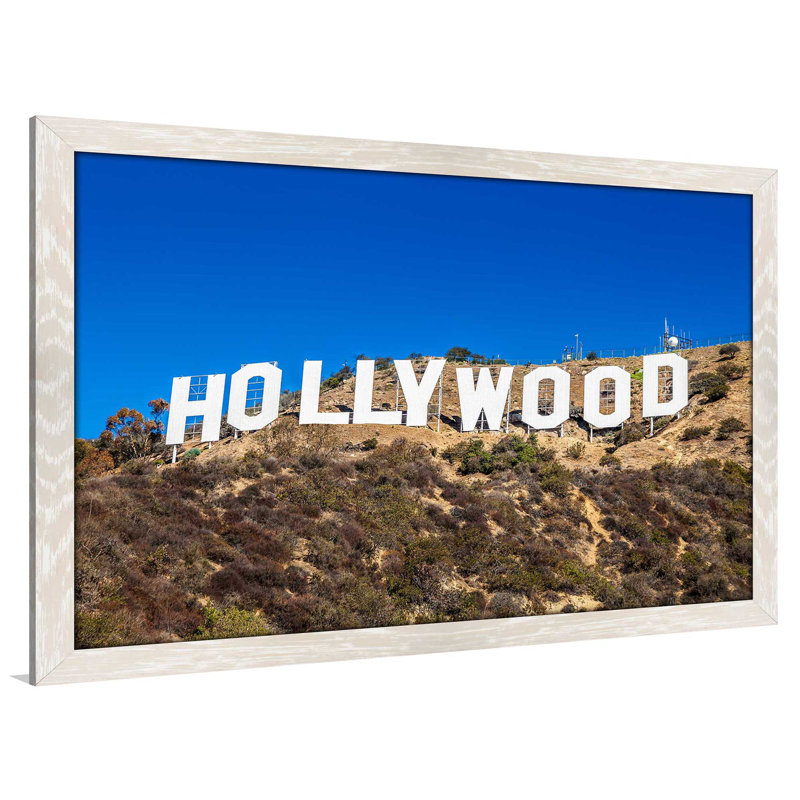 «Hollywood California», reproduction de photo encadrée, H 33,5 po x l 49,5 po x P 1 po, Cadre crème délavé