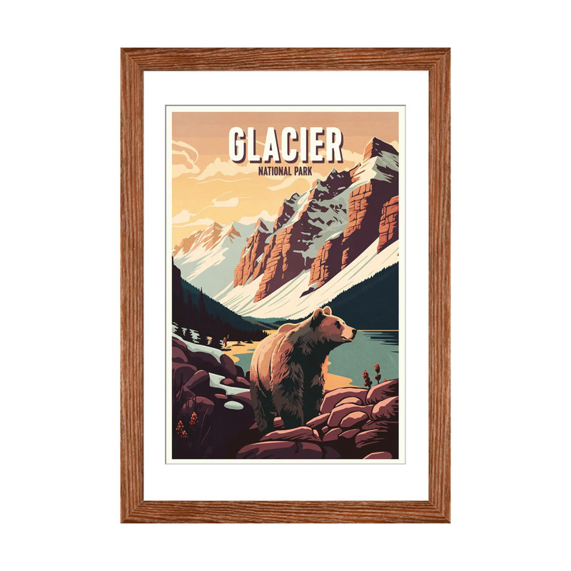 Parc national de Glacier, H 32 po x l 24 po x P 1 po, Blanc, Papier avec cadre en bois Classic