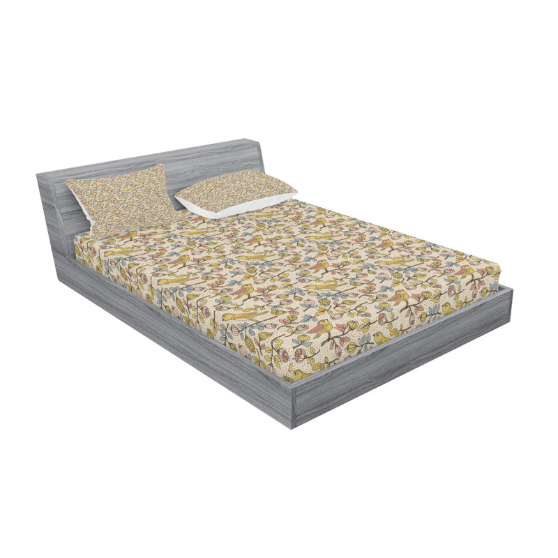 Microfiber Floral Sheet Set, Queen Sheet Set with Fitted Sheet