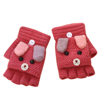 child mittens 1 Pairs Kids Winter Convertible Flip Top Gloves Knitted Fingerless Gloves With Mitten Cover For Girls Boys