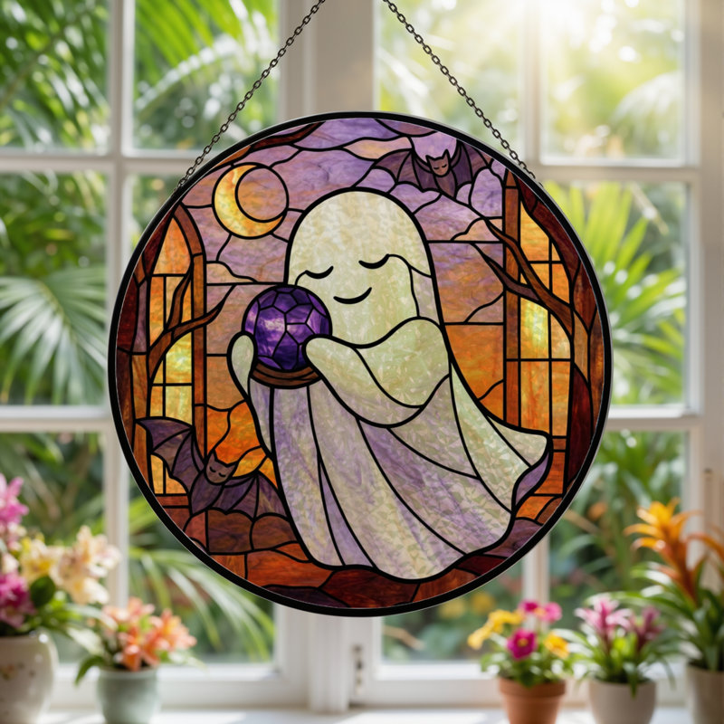 Vitrail en verre coloré 12 "H Ghost