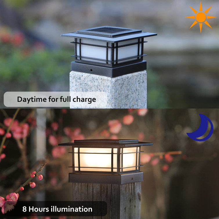 Furniture Dash Black Solar Powered Integrated LED Fence Post Cap Light  Wayfair
