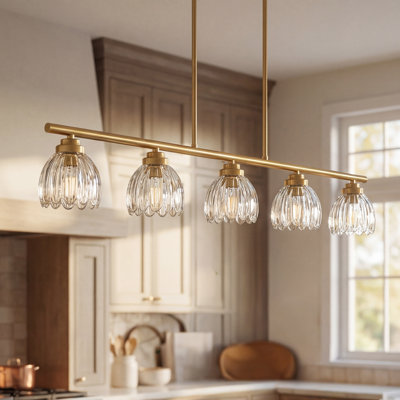 Luminaire suspendu 41 lumières 5 lumières avec verre en forme de pétale 41 pouces