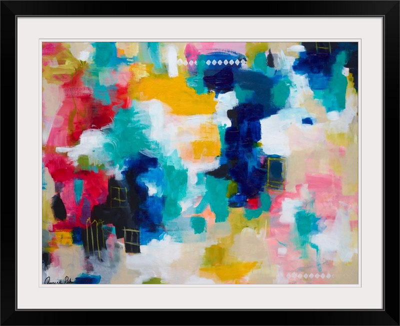 «House with a Picket Fence» par Fultonham, reproduction d'art, H 20 po x l 24 po x P 1 po, Cadre noir