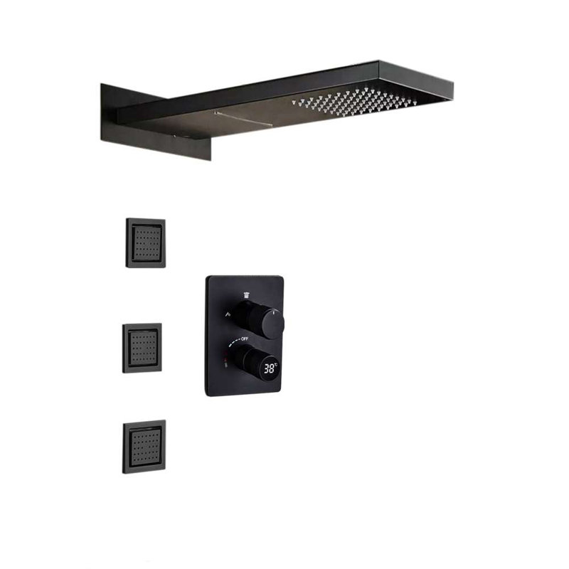 Varese 22 Inch Digital Matte Black Wall Mount Shower System with LED and Remote Control