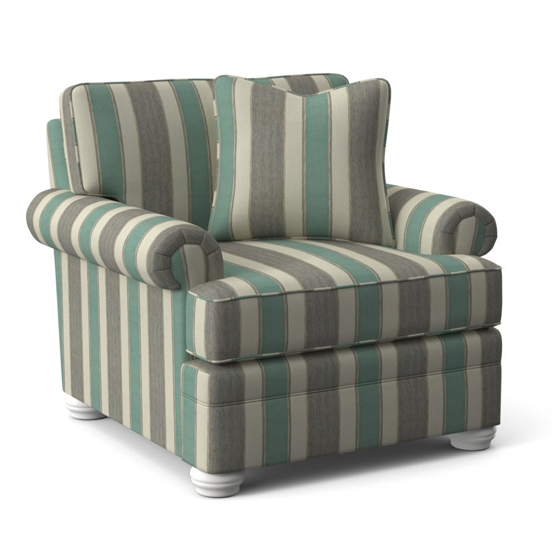 Kensington Armchair, Taupe Plaid; 0126-73, Frost White Finish