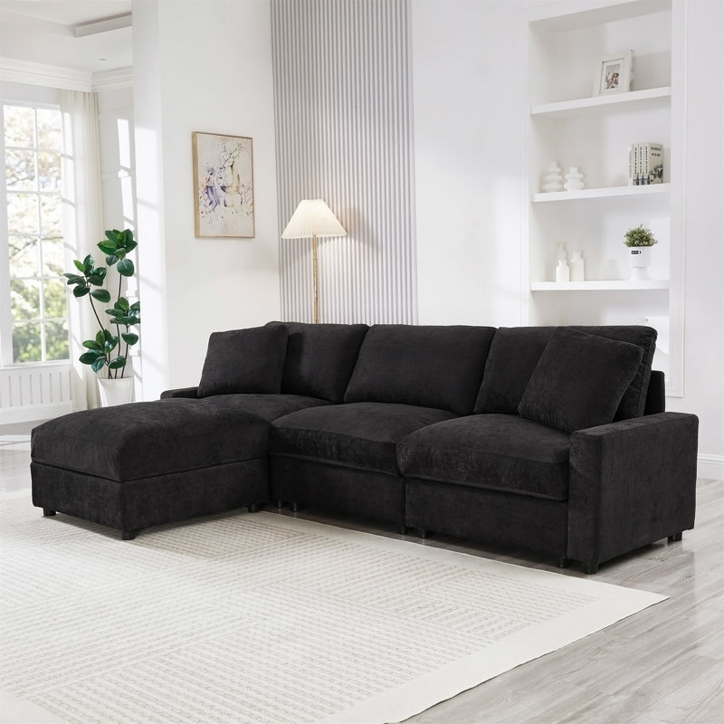Canapé modulaire de L 103,54 po, Polyester noir